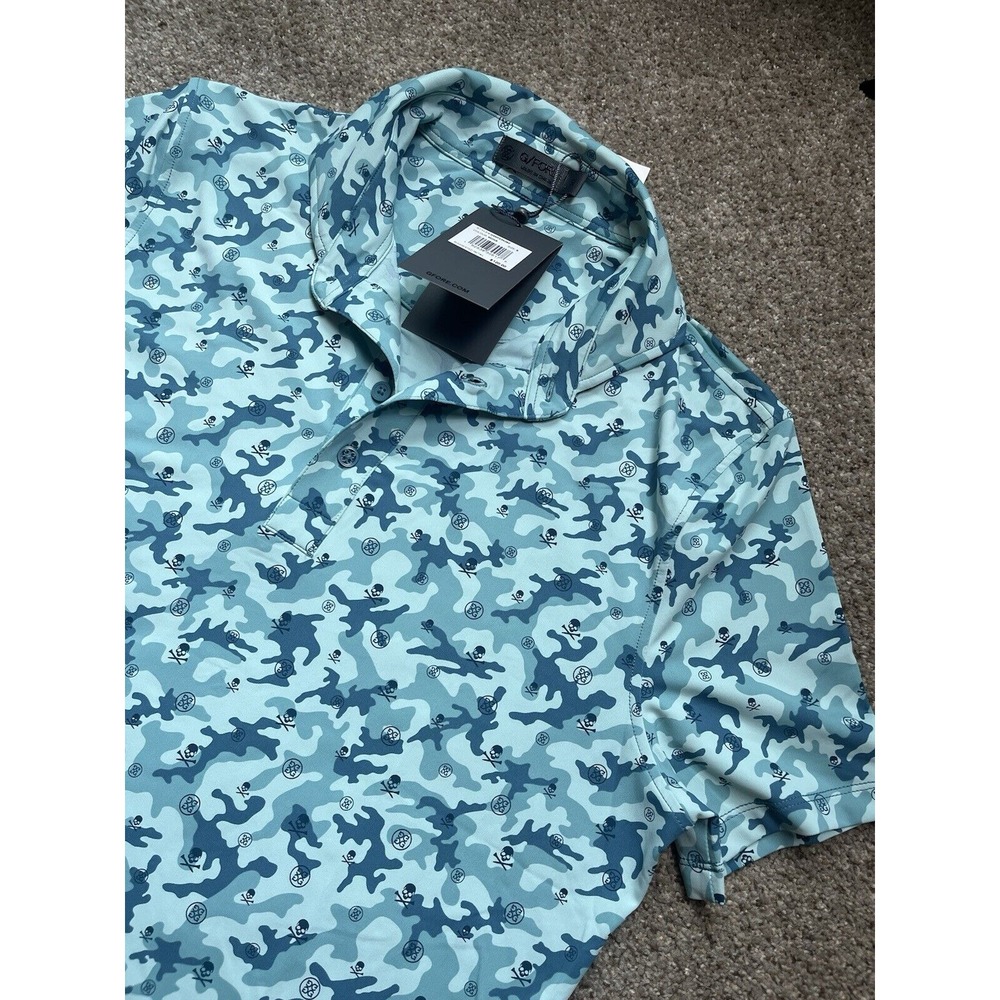 NEW G FORE Mens Small Short Sleeve Shirt SKULLS Monsoon Camo Jersey Polo Golf
